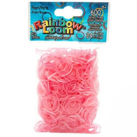 Rainbow loom bracelet rubber bands, pearl collection, pink