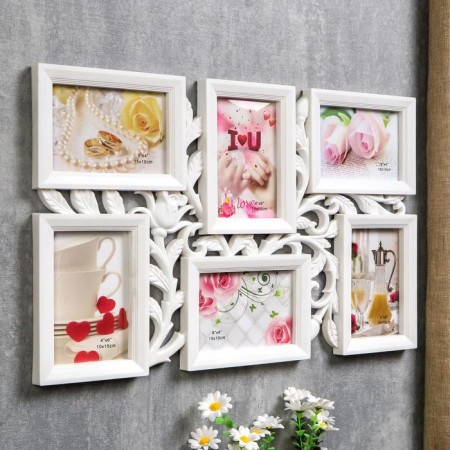 Photo frame plastic in 6 photos 10x15 cm "Bud" white 52x32 cm-1