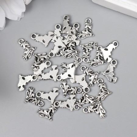 Decor Metal for creativity "Witch on a broomstick" Silver G039B931 set 30 pcs 1.1x0.9 cm-2