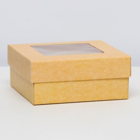 The box is folding, the lid is, with a window, craft, 12 x 12 x 5 cm