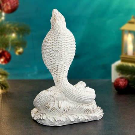 New Year. Symbol 2025. Figure "Snake of Cobra" 24cm, white gold-2
