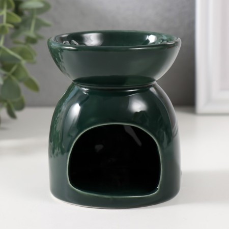 Aroma lamp ceramics "Dragonfly on the flower" Green 7.2x7.2x8.3 cm-1