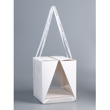 Box under the bento-port with ribbons, white, 21 x 21 x 25 cm