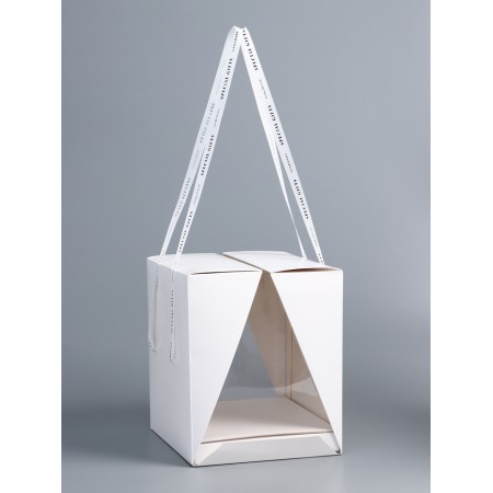 Box under the bento-port with ribbons, white, 21 x 21 x 25 cm