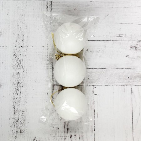 Set of balls plastic D-5.5 cm, 3 pcs "matte" white-1