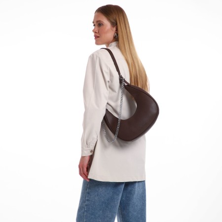 Bag Women's Sobo on the zipper Textura, average size, brown color-9