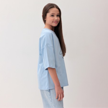 Children's Minaku T -shirt: Exclusive Print, Blue color, height 134 cm-5