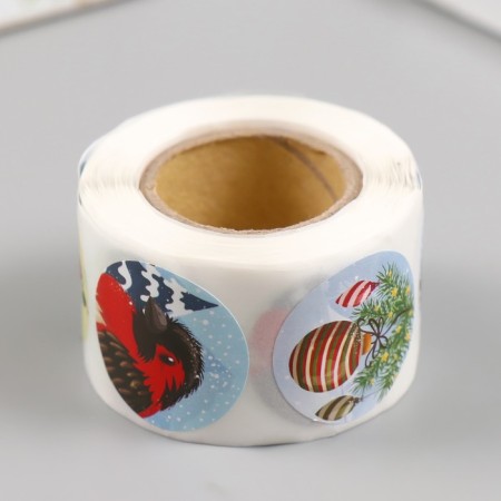 New Year Stick Paper "Bullfinchi" d = 2.5 cm 252 pcs in roll-2