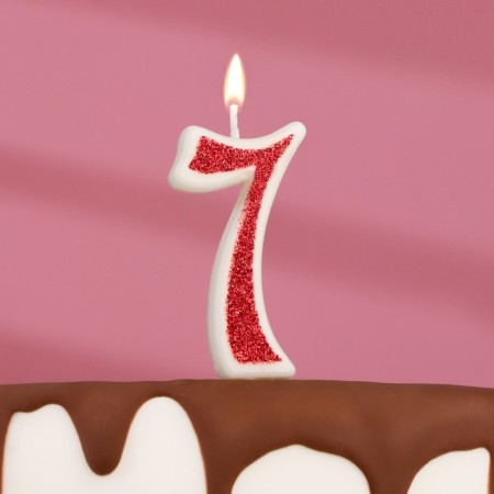 Candle in the cake on the skewer "Rubin collection", number 7, 5.2 cm, ruby