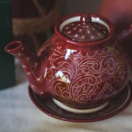 Set of Tea Rishtan Ceramics "Patterns", 9 objects, (kettle 0.8 l, Piales 0.3 l)-13