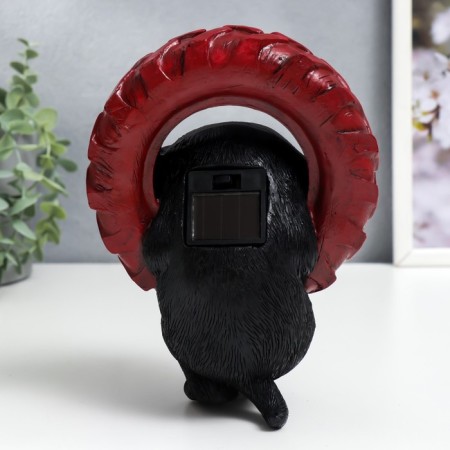 Souvenir Polystone Light "Black dog hid in the wheel" from the sun. Battery 19.5x11x13.5 cm-2