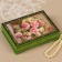 The box "White-pink flowers", green, 10 × 14 cm, lacquer miniature