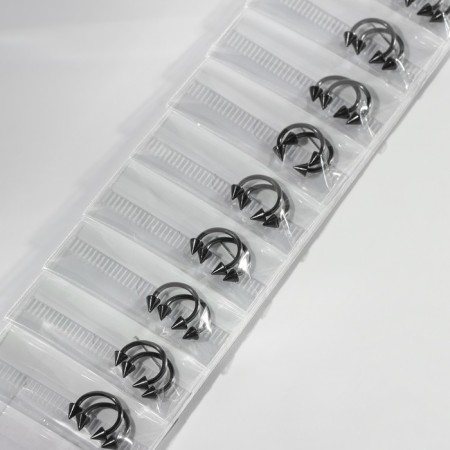 Circular in an eyebrow (piercing), spike, d = 8 mm, pair, black color-1