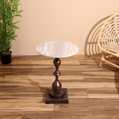 Coffee table 41x41x56 cm, aluminum/marble