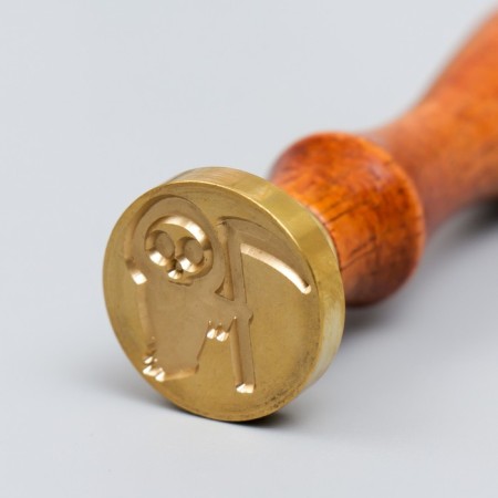 Printing for wax with a wooden handle "Death with a scythe" 9x2.5x2.5 cm-3
