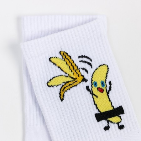 Socks "banana without peel", white color, size 36-40-2
