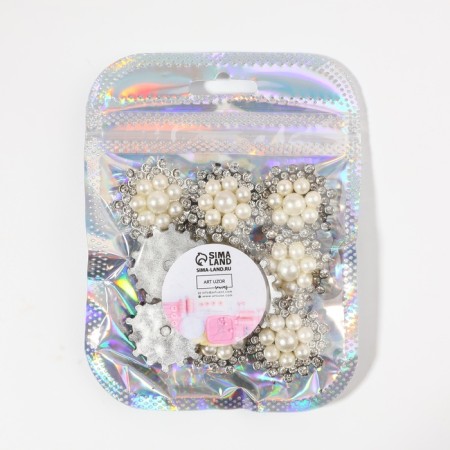 A set of cabinets with pearls "Flowers", d = 25 mm, 10 pcs, silver color-2