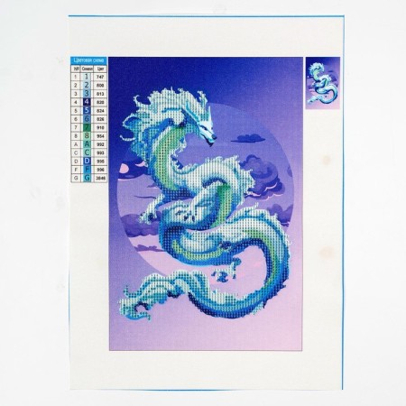 Diamond embroidery with partial filling on the canvas "Heavenly Dragon", 20 x 30 cm-2