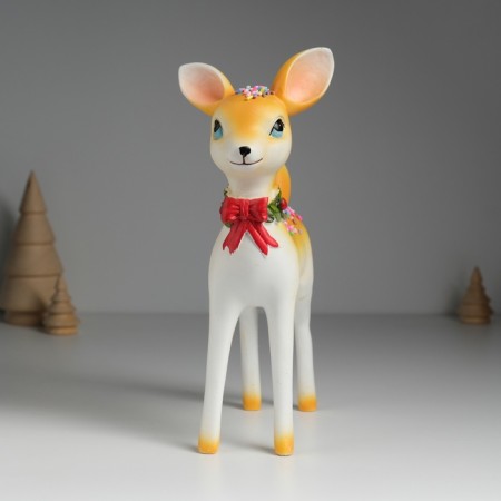 Polystone souvenir "Deer with sprinkling in the New Year's wreath" 14.5x8.5x22 cm-1
