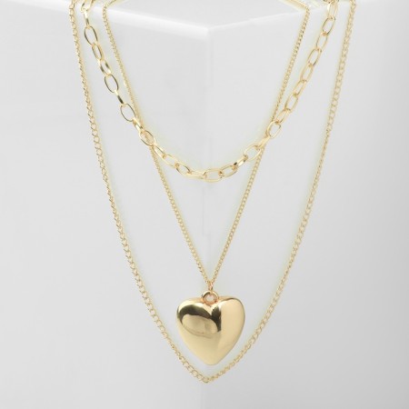 Pendant "chain" medallion, heart, color gold, 45cm-2