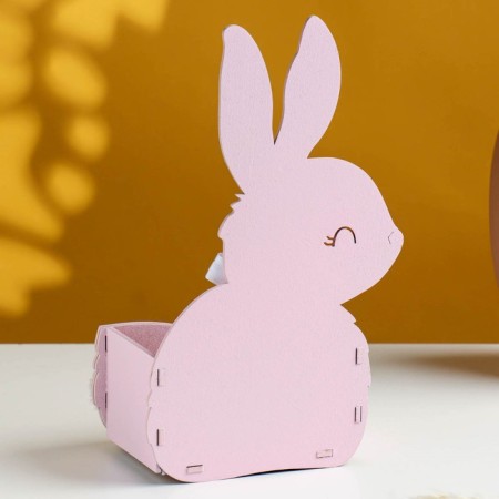Wooden Kashpo "Bunny" 13x7.5x22 cm pink-1