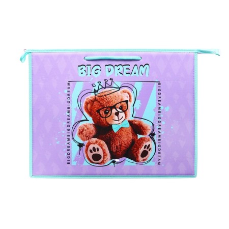 Folder for drawings and drawings A3, 470 x 345 x 50 mm, handles, plastic/textiles, lightning from above, pr 3 -20 "cute bear" 72692