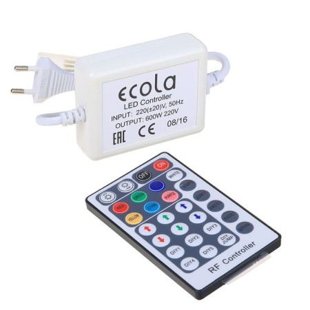 Ecola controller for RGB tape 14 × 7 mm, IP68, 220 V, 600 W, remote control