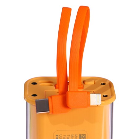 External battery CRR-30, 10,000 mAh, 2USB, 3A, display, QC, Cablepy-C+Lightning, yellow-6