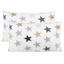 A set of pillowcases, size 40x60 cm, print, patchwork stars, white color - 2 pcs.