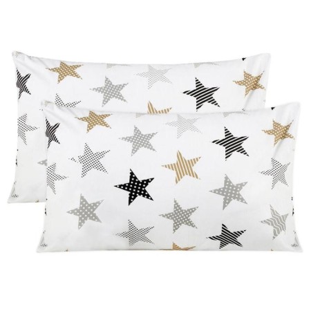 A set of pillowcases, size 40x60 cm, print, patchwork stars, white color - 2 pcs.
