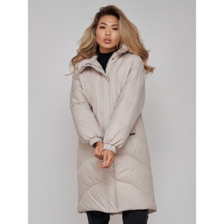 Coat insulated winter female, size 44, beige color-16