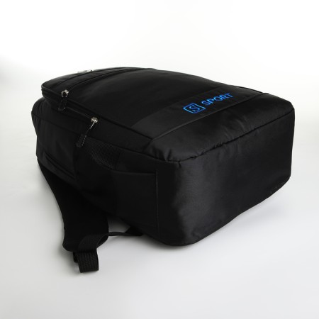 Youth backpack from textiles with lightning, 4 pockets, black/blue color-4
