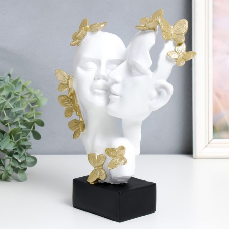 Souvenir Polystone Bust "couple - tenderness. Roy butterflies" White with gold 7x21.5x29 cm-3
