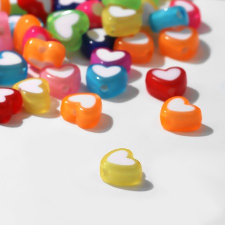 Plastic bead "Heart", 10 × 10 mm, set 50 g, color mix-1