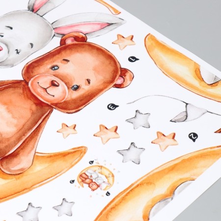 Sticker Plastic Interior color "Bunny and Bear for a month" 45x60 cm-2