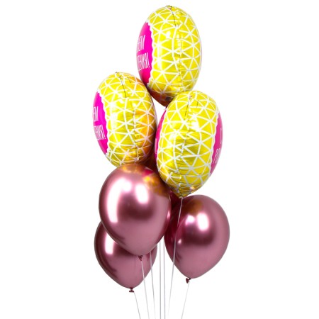Bouquet from the balls of the “shining birthday”, foil, latex, set 7 pcs.-2