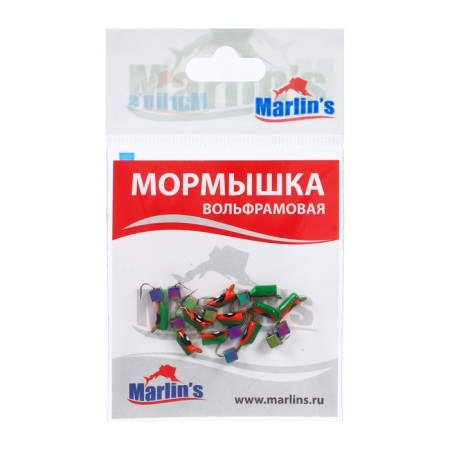 Mormyshka tungsten Marlin’s nails, 2.5 mm, weight 0.7 g, green, red + gasoline, 10 pcs-1