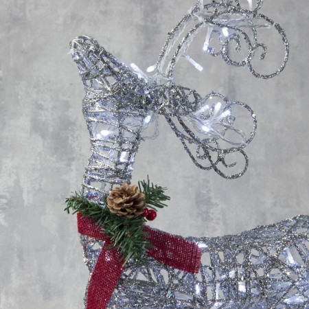 LED figure "Deer", 30 × 60 × 12 cm, metal, 220 V, glow of white-2