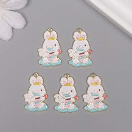 Decor for creativity metal, enamel "Bunny-Kupidon" 2.7x1.7 cm-2
