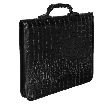 Business folder, artificial leather, 370 x 275 x 50 mm, transformer handle, 3D54 "crocodile", black-3