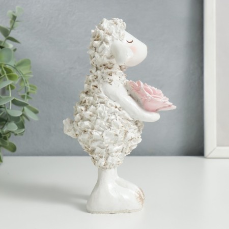 Polystone souvenir "lamb with flower" 17x10x8 cm-2