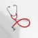 Brooch "Stethoscope", red color in silver