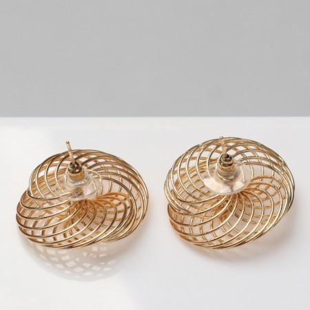 Earrings Metal "Bohemia" Webace Weave, Color Gold-2