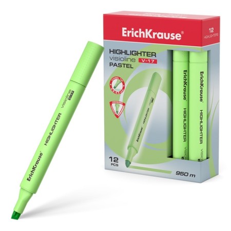 Marker Text Moisters Erichkrause Visioline V-17 Pastel, 0.6-4.5 mm, water-based ink, green
