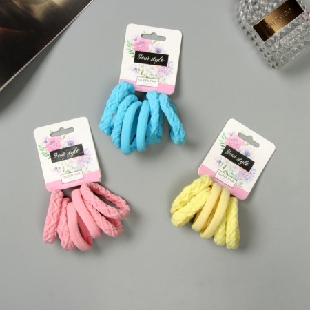 Hair elastic band "Sport" (set 6 pcs) Pattern style, 4.5 cm, mix-2