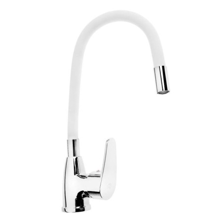 ROEGEN RC014W kitchen mixer, single -leaf, flexible surge, zinc, white, chrome