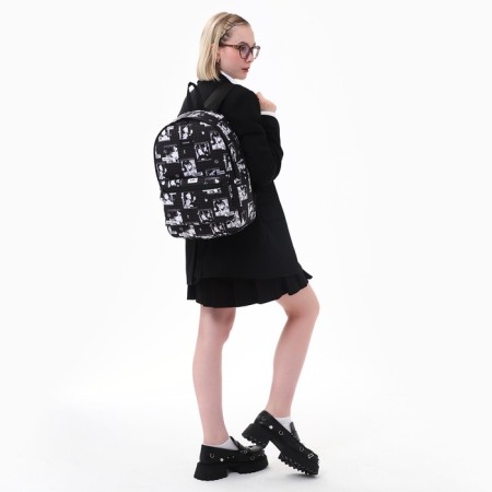 Backpack School Textile "Anime", 42x14x28 cm, black color-13