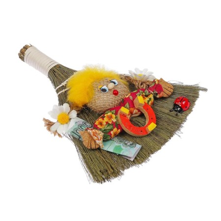 The amulet "Domovushka Tyukha", on a broom, mix-10