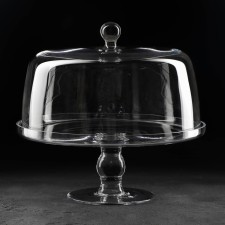 Cake stand on a leg with a glass cover 