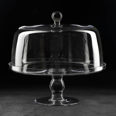 Cake stand on a leg with a glass cover "The treat", 29 × 28 cm